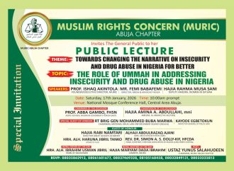MURIC to Hold Public Lecture on Insecurity, Drug Abuse in Abuja
